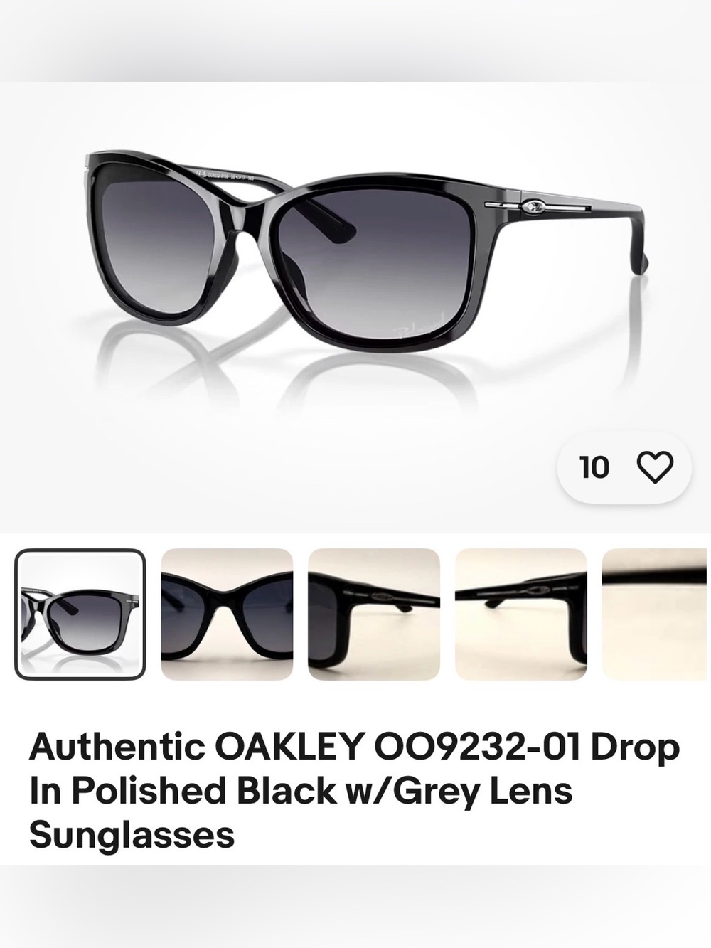 OAKLEY OO9232-01 Drop In Polished Black w/Grey Lens Sunglasses NEW